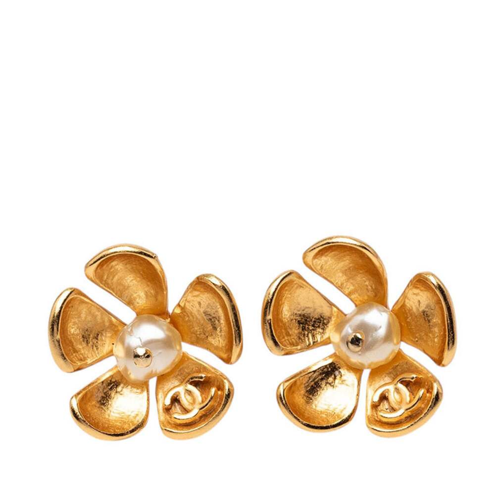 Chanel Cc Logo Stud Flower Earrings #319327C73B